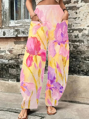 Women's Plus Painting Print High Rise Wide Leg Trousers