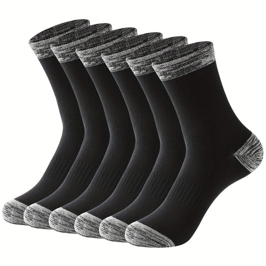 Men's Solid Crew Socks Breathable Comfy Casual Unisex Outdoor Wear