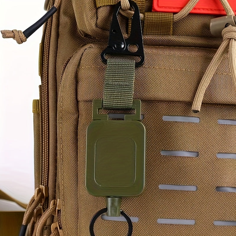Metal Buckle Keychain With Clip & Retractable Wire Rope
