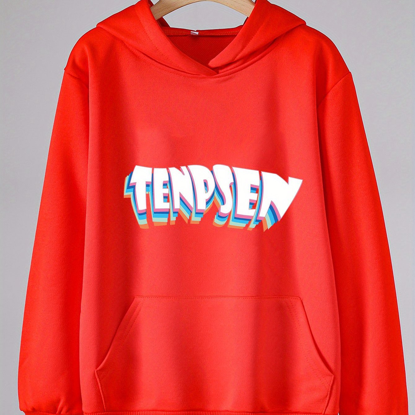 Creative Letter Print Hoodies With Pocket Girls Comfy Hooded Pullover