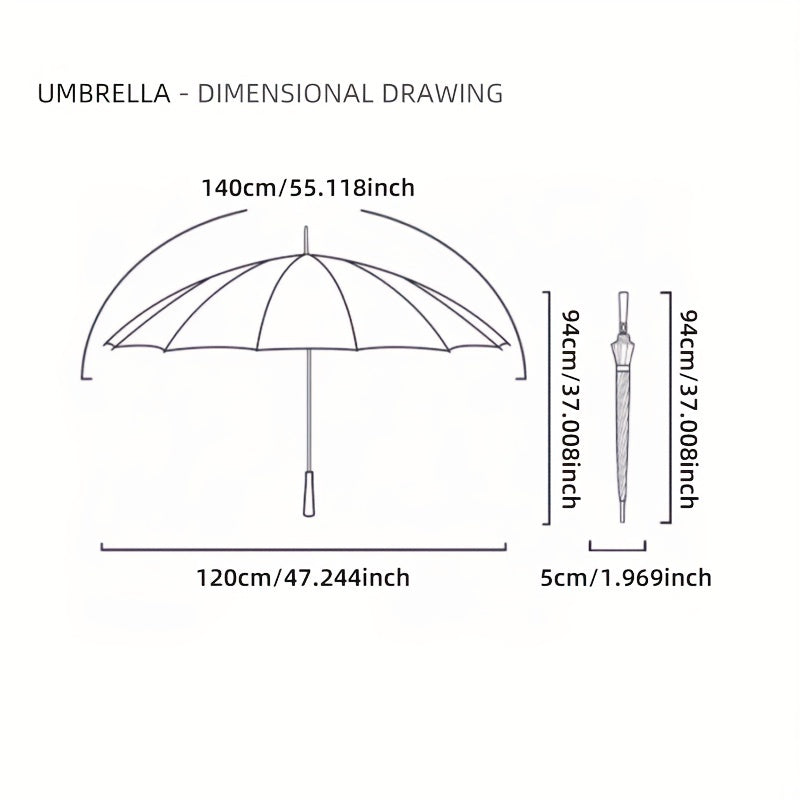 Large Automatic Double Layer Umbrella Straight Handle Waterproof Windproof