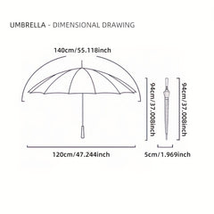 Large Automatic Double Layer Umbrella Straight Handle Waterproof Windproof