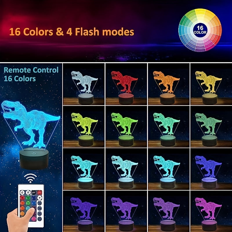 Dinosaur 3D Night Light Lamp LED Baby Nursery Kids Room Home Decor Xmas Birthday