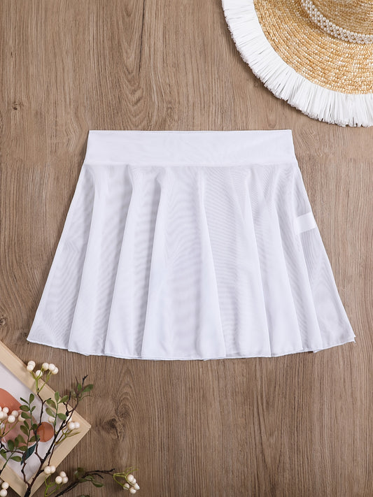High Stretch Mesh Cover Up Skirt Solid Semi Sheer Beachwear Women's S