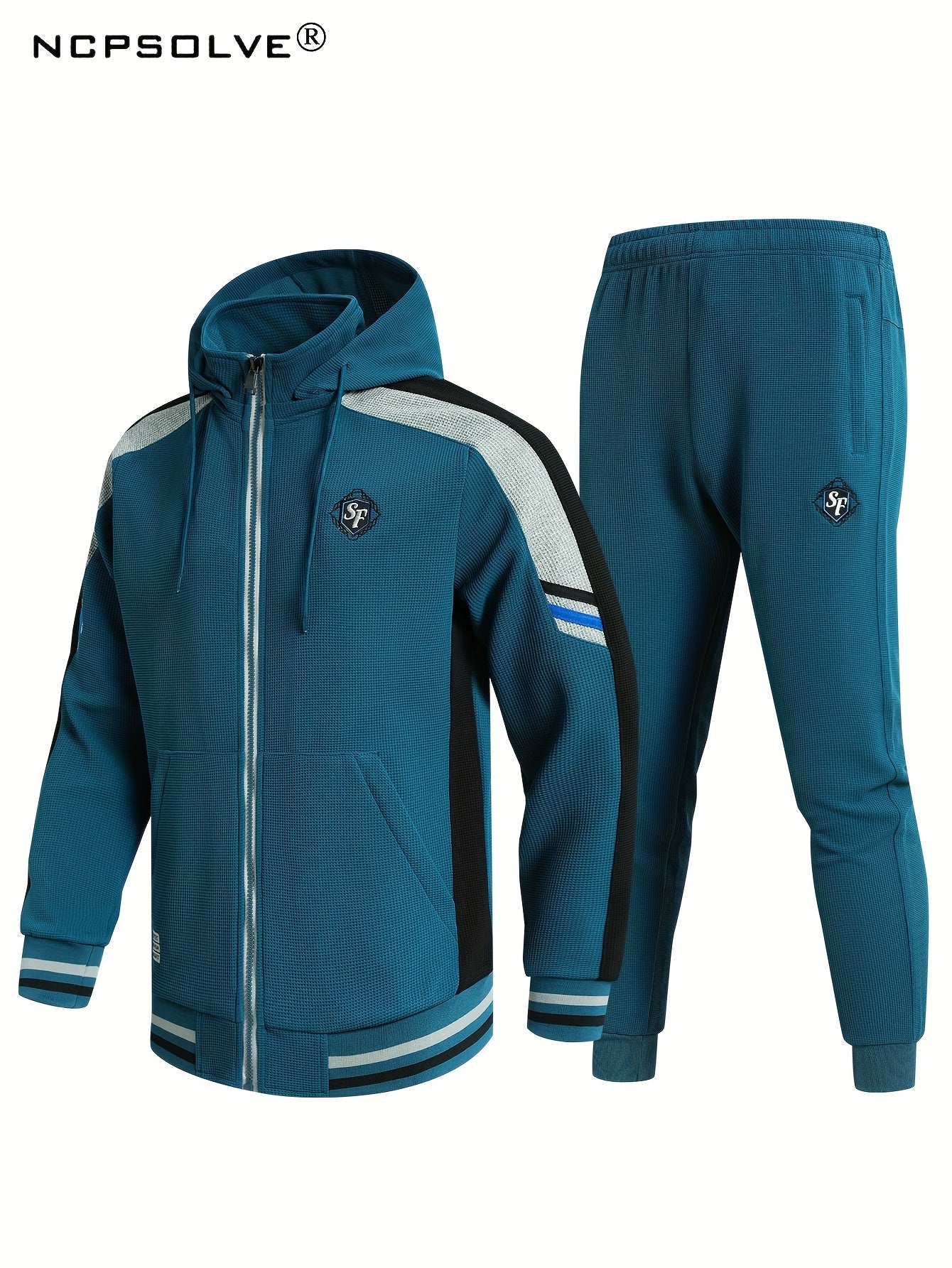 Men's Zip Up Hoodie Joggers Set for Fitness