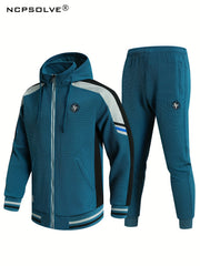 Men's Zip Up Hoodie Joggers Set for Fitness