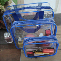 3 Pack Large Clear Cosmetic Bags with Handle Plastic Toiletry Pouches