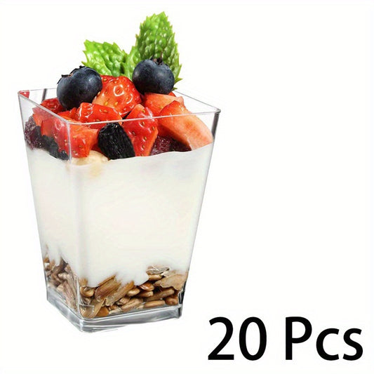 40 Pcs Square Dessert Cup Clear Mousse Cup 5oz With Lids Spoon