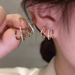18K Plated Claws Stud Earrings Crystal AAA CZ Modern Accessories