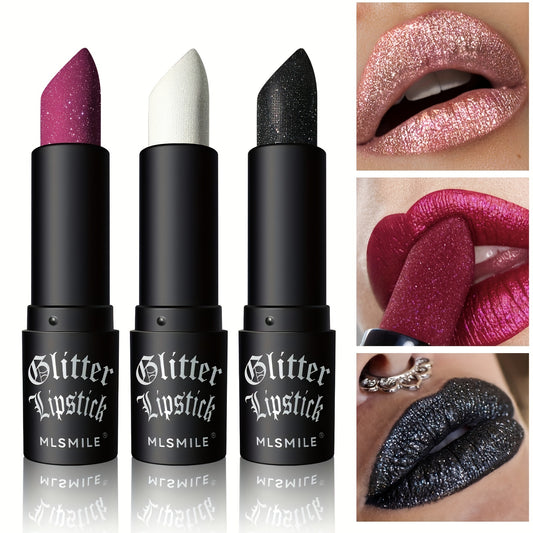 Glitter Sparkling Lipstick Metallic Finish Lip Makeup for Women