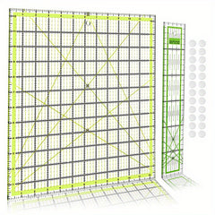 2pcs Quilting Rulers w/ Non Slip Rings Fabric Cutting Ruler for Quilting/Sewing