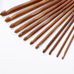 12pcs Bamboo Crochet Carbonated Wooden Crochet Diy Sweater Weaving Needle Set