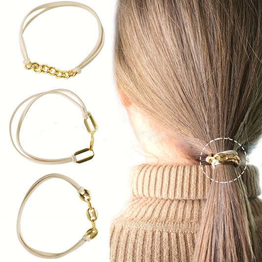 Chain Decor Hair Tie Vintage Hair Rope Ponytail Holder Elastic Headwear