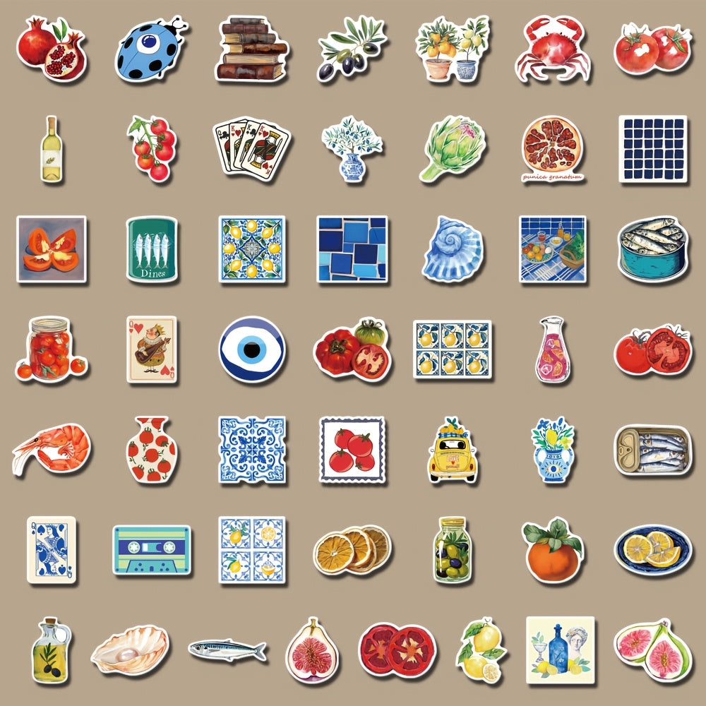 50 Mediterranean Theme Decorative Stickers for School and Party Decorations