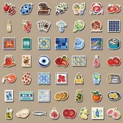50 Mediterranean Theme Decorative Stickers for School and Party Decorations