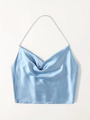 Chain Crop Halter Top Sleeveless Summer Casual Women's Clothing