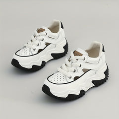 Women's Cutout Chunky Sneakers Lace Up Breathable Thick Sole Walking Shoes