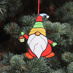 Acrylic Lantern Dwarf Santa Christmas Decoration Pendant