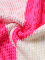  Colorblock Heart Long Sleeve Round Neck Jumper