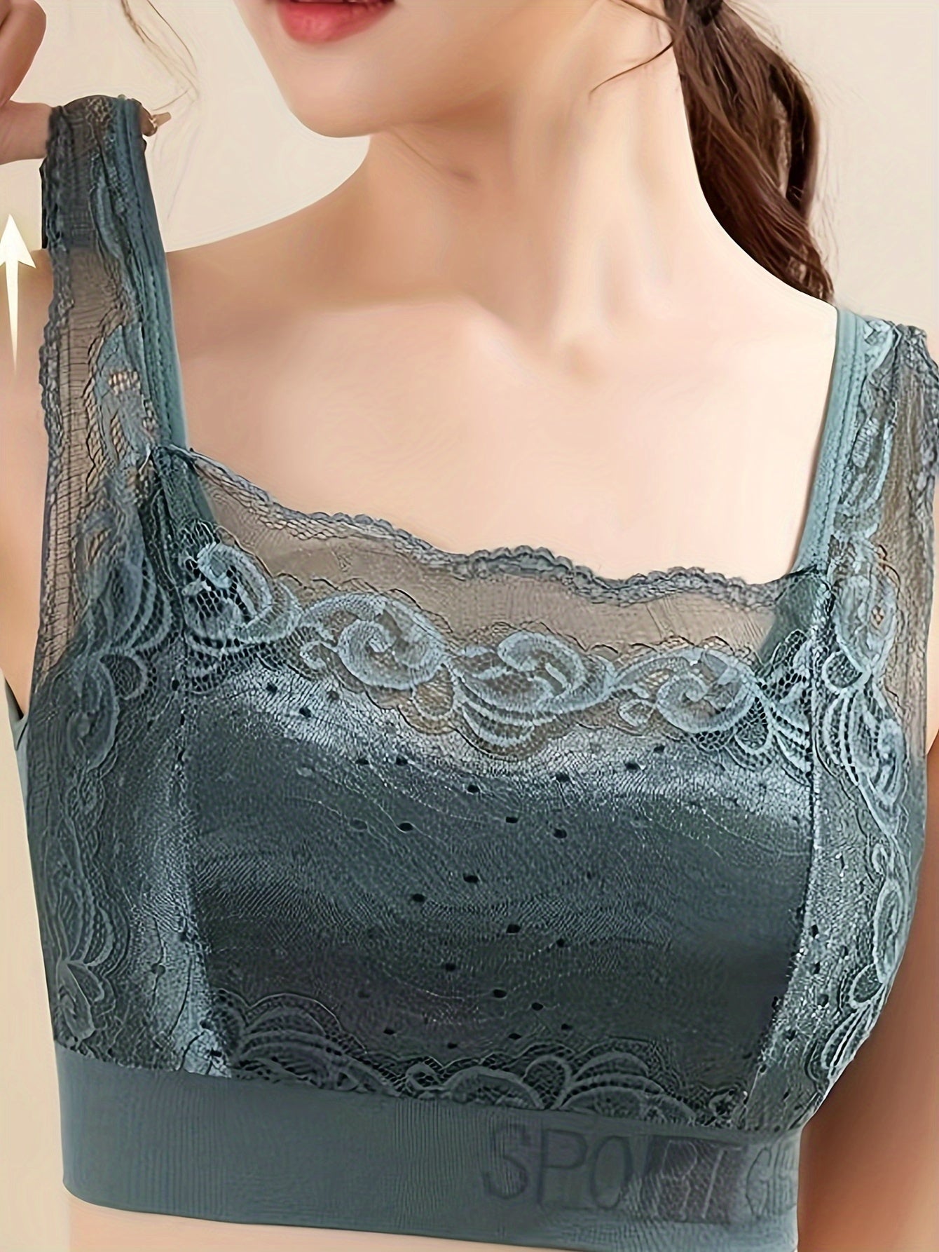 Contrast Lace Push Up Bra Breathable Anti-sagging Bra