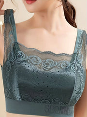 Contrast Lace Push Up Bra Breathable Anti-sagging Bra