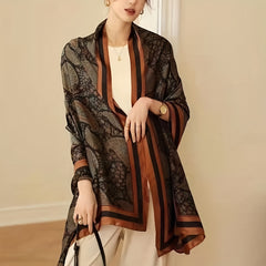 Paisley Print Silk Scarf Women Windproof Head Wrap