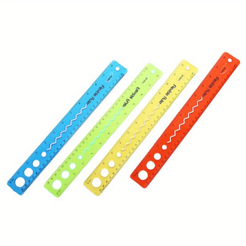 2pcs Soft Ruler Elastic Foldable Multifunctional School Supplies
