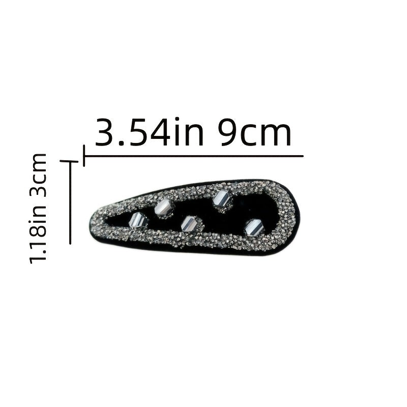 Rhinestone Solid Hair Clip Hair Accessories For Women 2pcs
