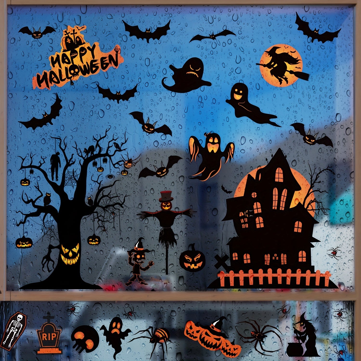 8pcs Halloween Window Clings Decals for Glass Window Decorations