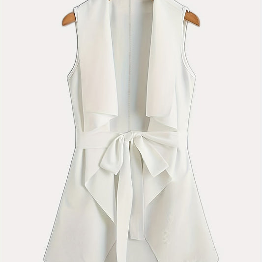 Solid Open Front Vest Casual Sleeveless Women's Clothing