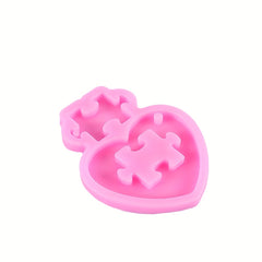 Heart Puzzle Key Chain Silicone Mold Valentine's Heart Resin Mold