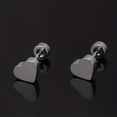 Men's Stainless Steel Stud Earrings Heart Moon Cone Leaf Ear Studs