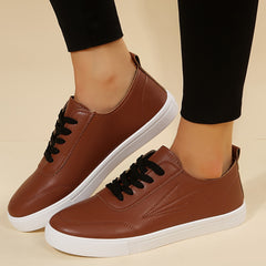Women's Faux Leather Sneakers Low Top Casual Shoes