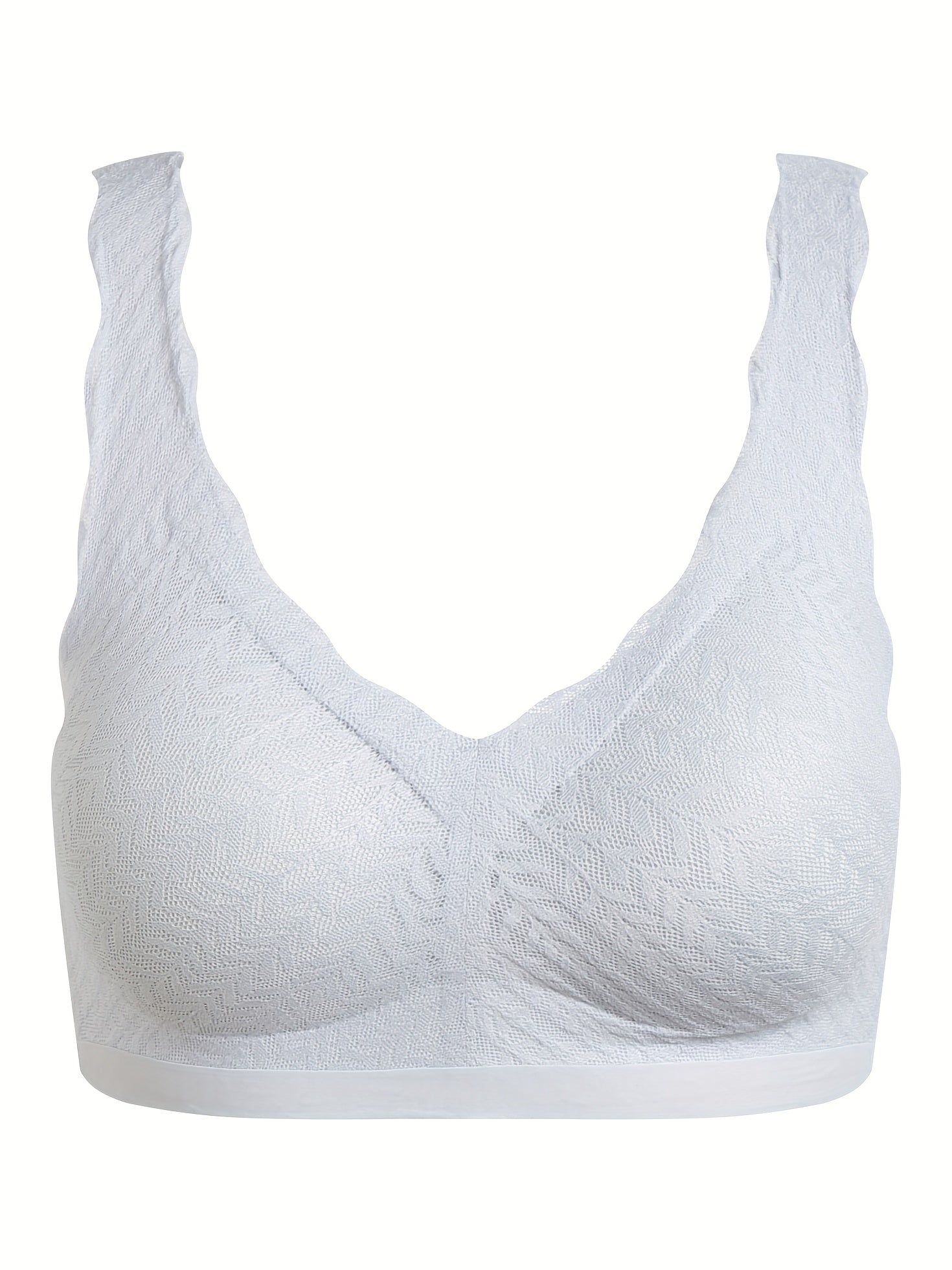 Scallop Trim Wireless Push-Up Bra Textured Lingerie