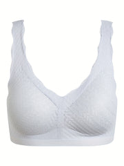 Scallop Trim Wireless Push-Up Bra Textured Lingerie