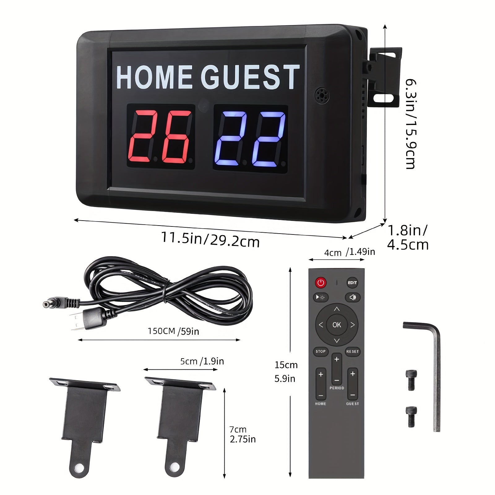 LED Electronic Scoreboard - Remote Control - For Table Tennis Basketball