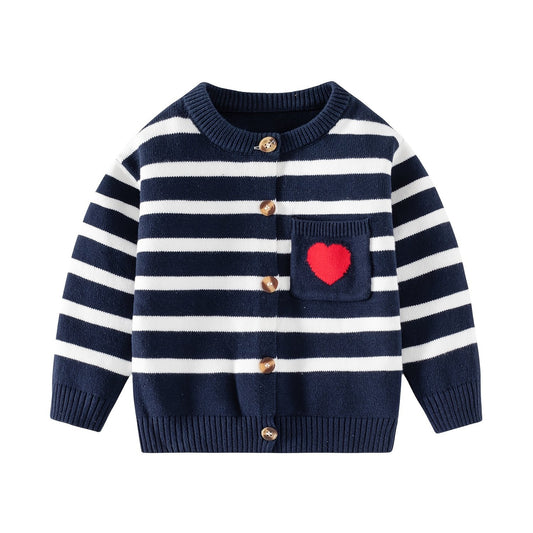 Baby Girls Cotton Cardigan Knitted Coat Boys Girls Striped Love