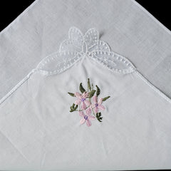 3PCS 60S Embroidered Handkerchief Lace Butterfly Wedding Hankies
