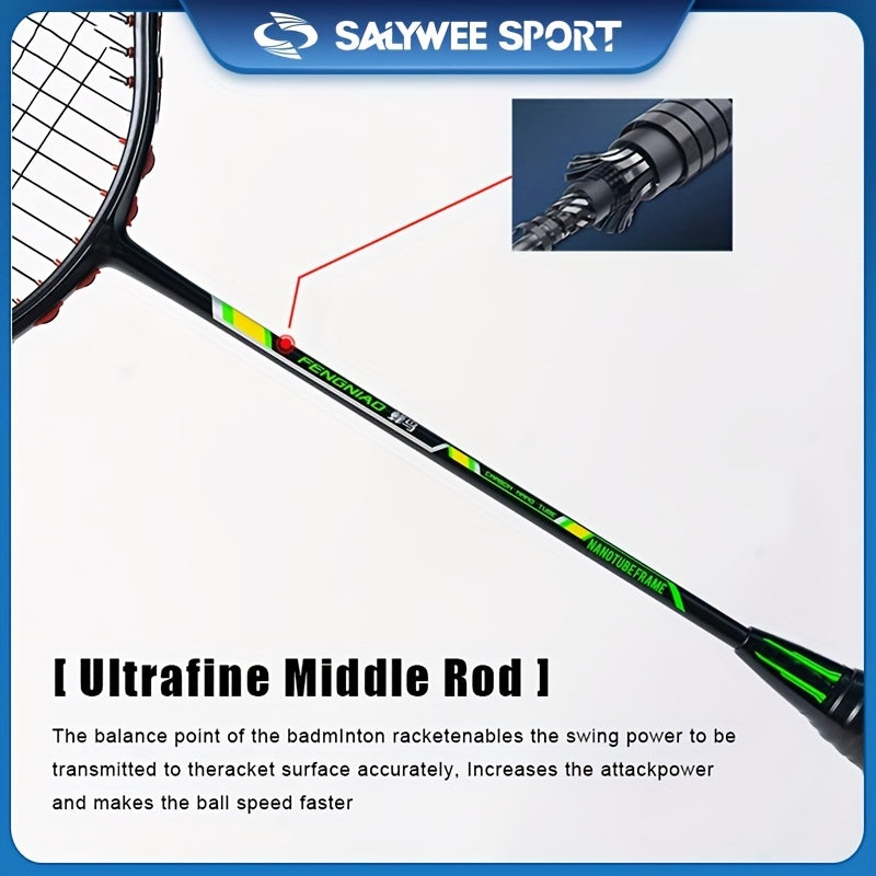 2pcs Carbon Fiber Badminton Rackets - Ultralight for Training