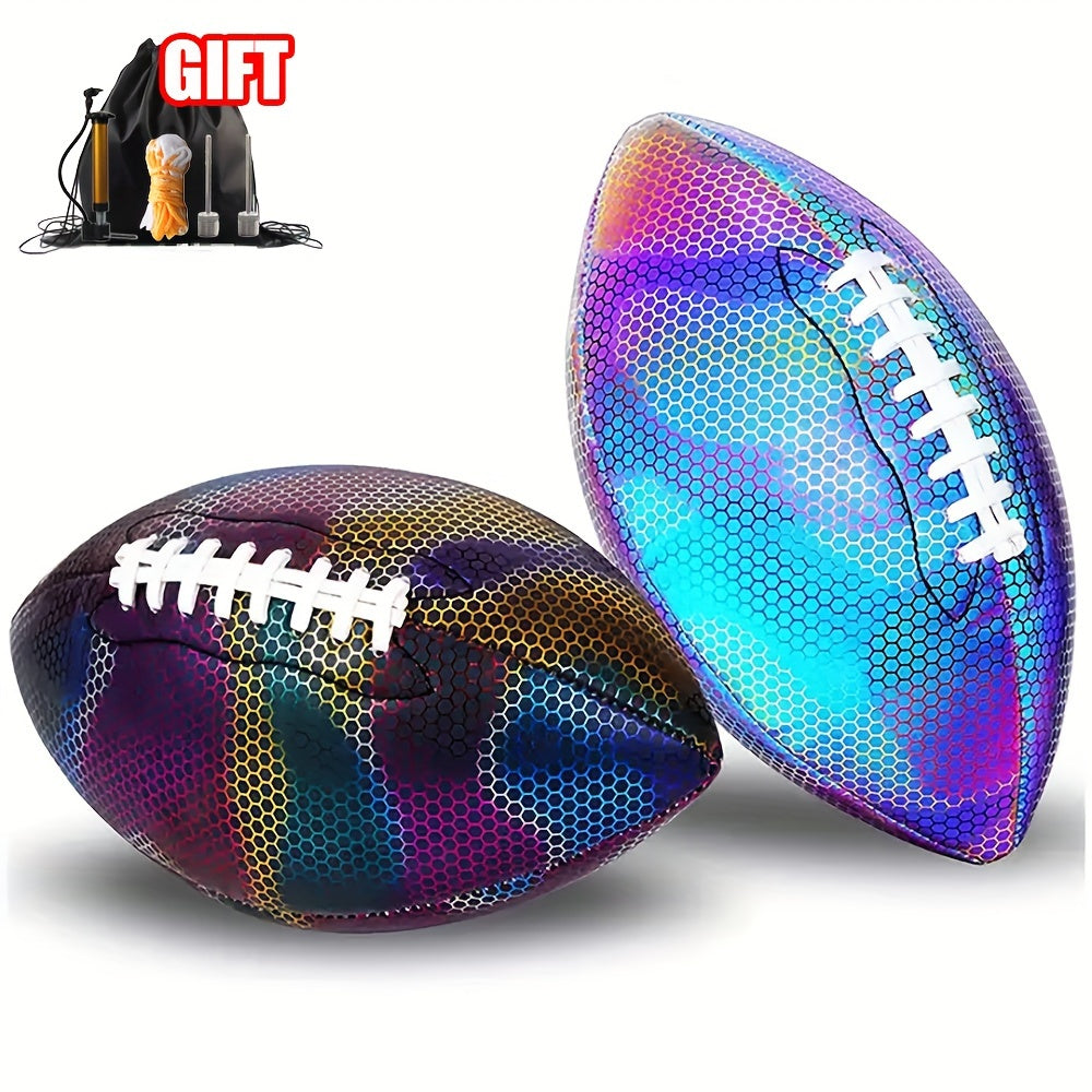 Colorful Honeycomb Pattern Reflective American Football