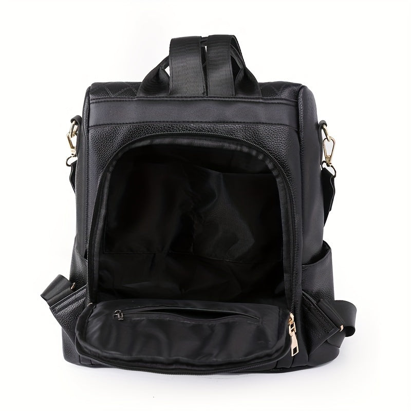 Rhombus Embossed Backpack Purse Anti-theft School Bag