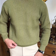 Men's Casual Solid Knitted Sweater Round Neck Pullover For Fall Winter
