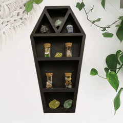 Wooden Gothic Coffin Holder Desk Organizer Storage Rack Wall Mounted