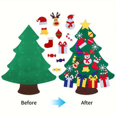 DIY Felt Christmas Tree With Detachable Ornaments Wall Hanging
