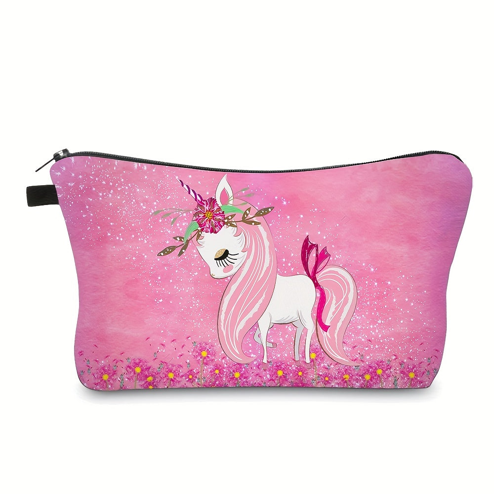 Unicorn Print Makeup Bag Toiletry Pouch Water Resistant Cosmetic Bag