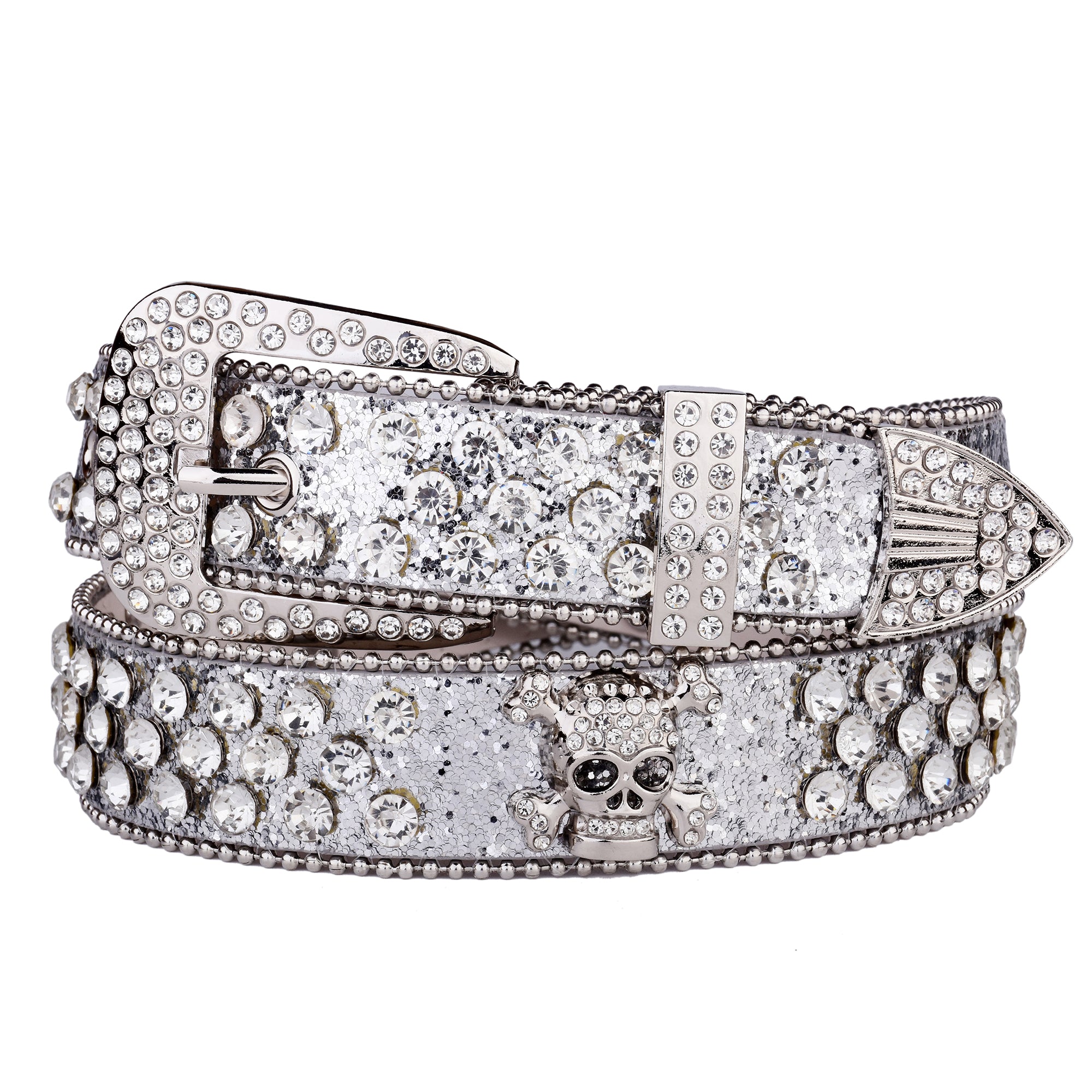 Skull Rhinestone Studded Belt For Women Girls