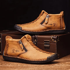 Men's Zipper Ankle Boots Vintage Rubber Sole Outdoor Shoes