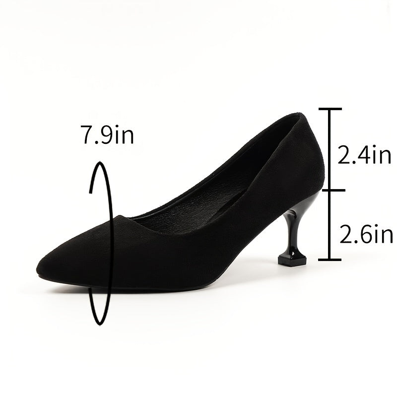 Women's Pointed Toe Stiletto Heels Slip On Mid Heels Court Pumps