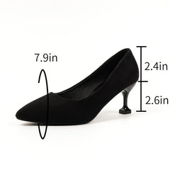 Women's Pointed Toe Stiletto Heels Slip On Mid Heels Court Pumps