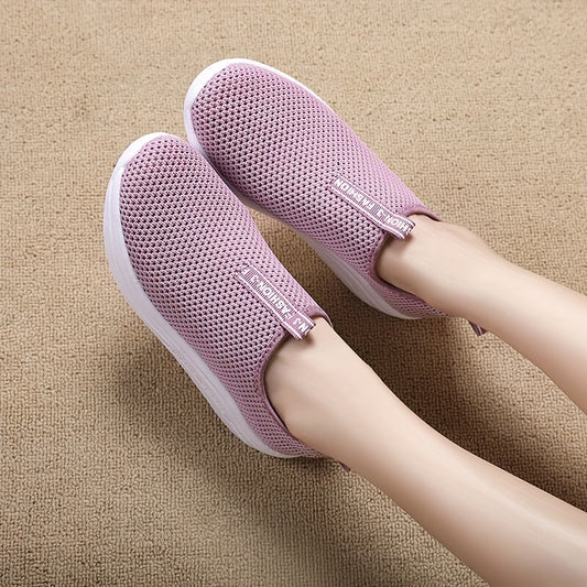 Women's Slip-on Wedge Sneakers Mesh Outdoor Walking Shoes